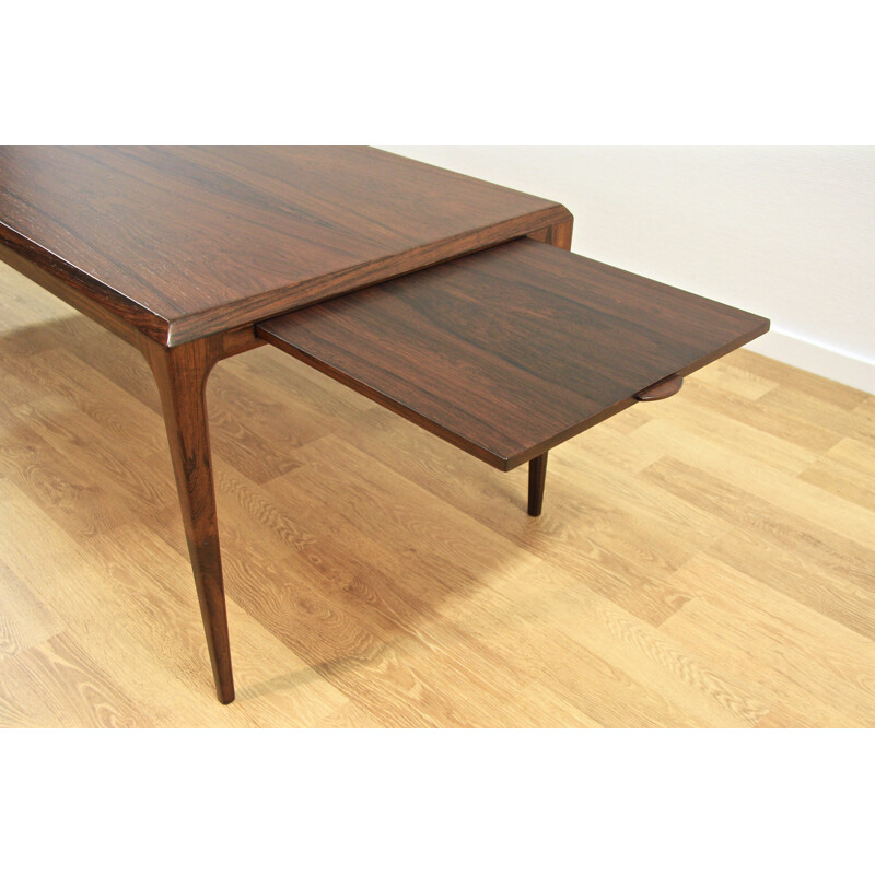 Large Danish extendable coffee table in rosewood, Johannes ANDERSEN - 1960s