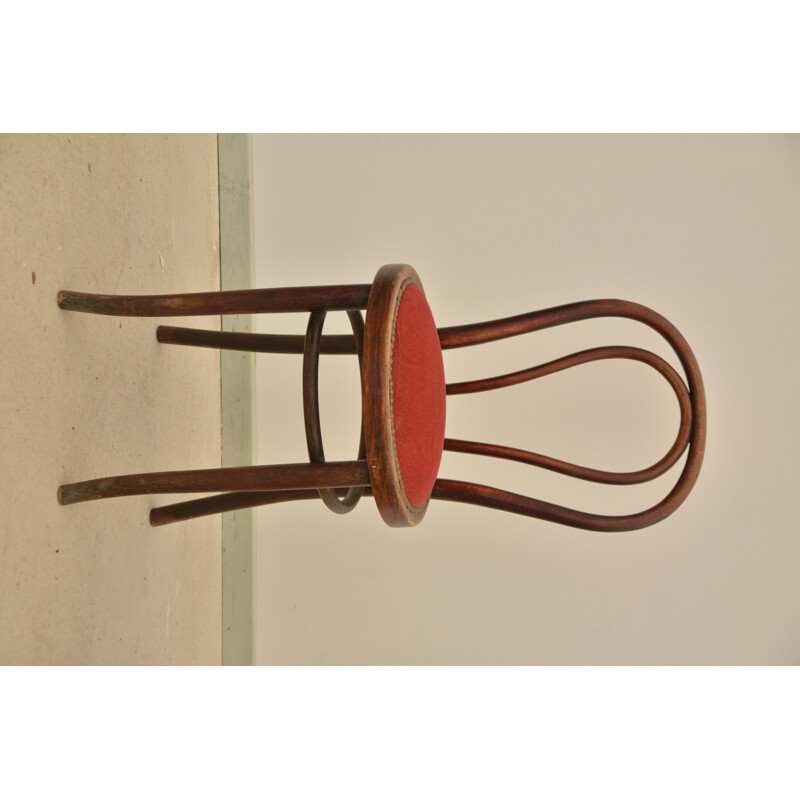 Pair of vintage bistro chairs in velvet and wood, 1920