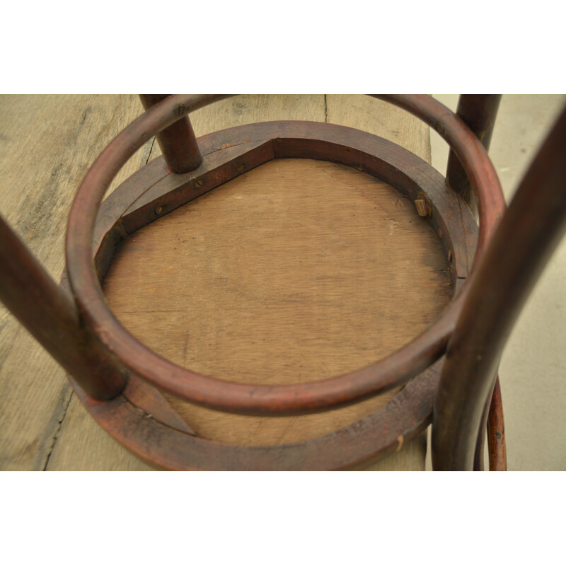 Pair of vintage bistro chairs in velvet and wood, 1920