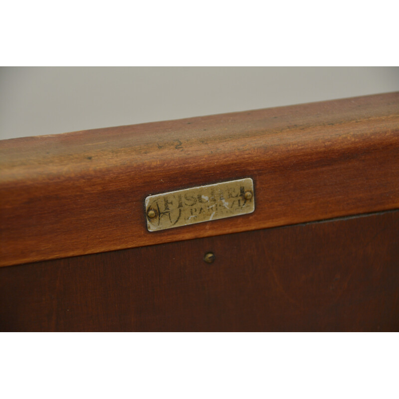 Vintage Fischel velvet and wood bench, 1920