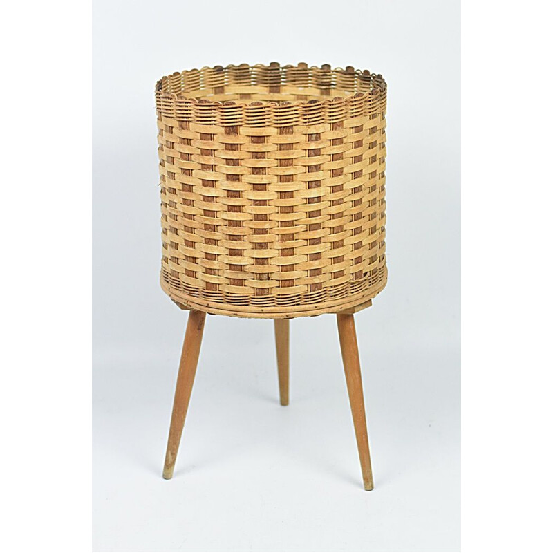 Vintage rattan flowerbed, 1970s