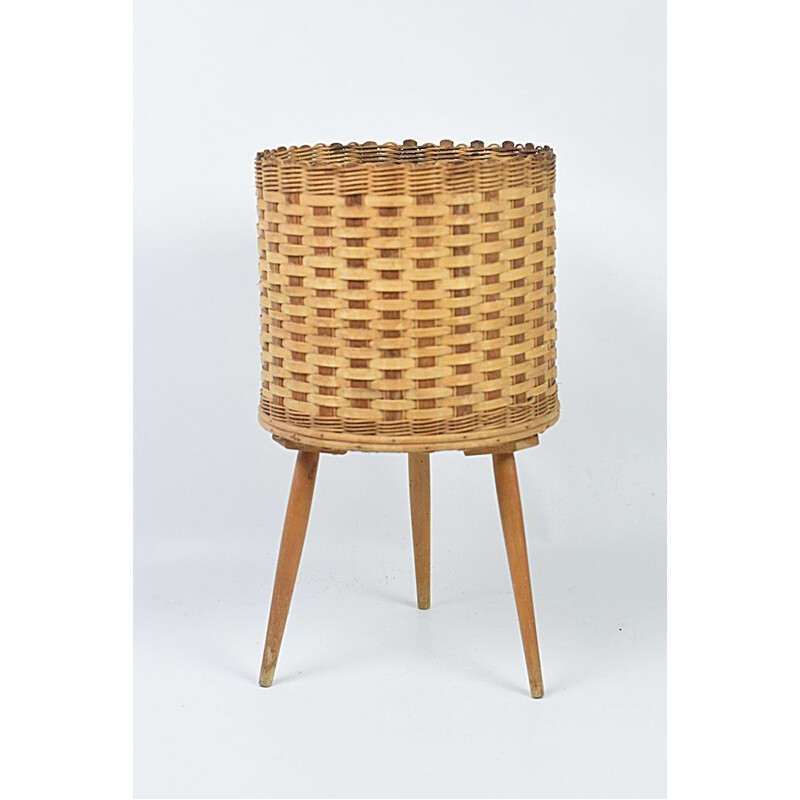 Vintage rattan flowerbed, 1970s