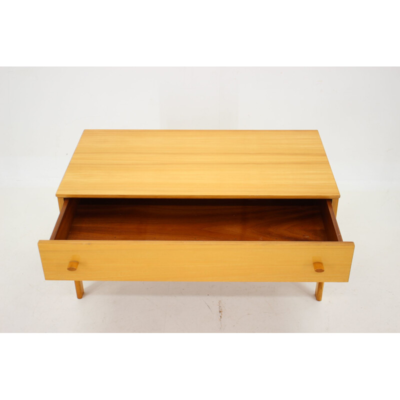 Vintage birch wood chest of drawers, Czechoslovakia 1970
