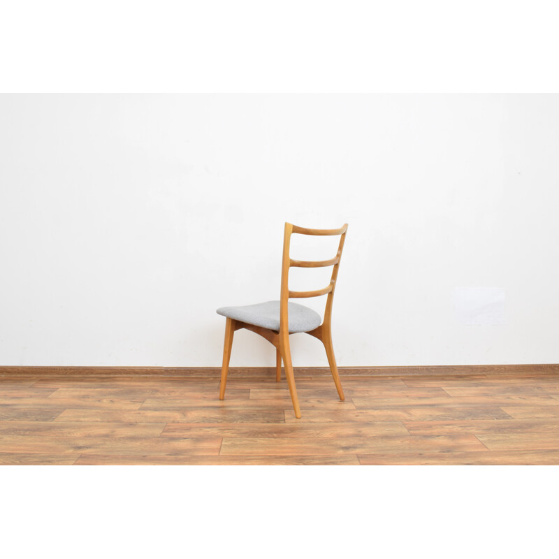 Set of 6 vintage cherry wood chairs by Marian Grabińskich, Germany 1960