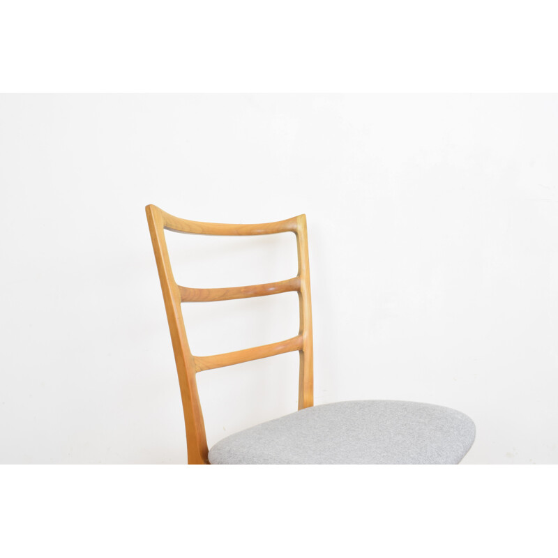 Set of 6 vintage cherry wood chairs by Marian Grabińskich, Germany 1960