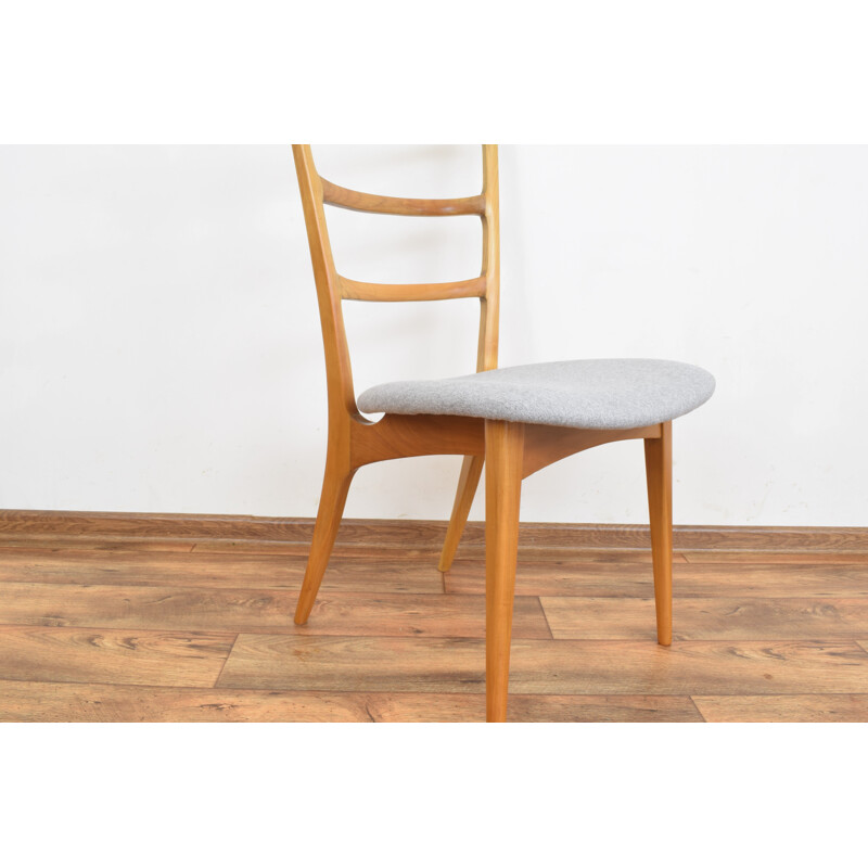 Set of 6 vintage cherry wood chairs by Marian Grabińskich, Germany 1960