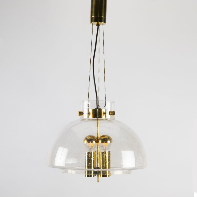 Gold vintage pendant lamp for Limburg Glashütte