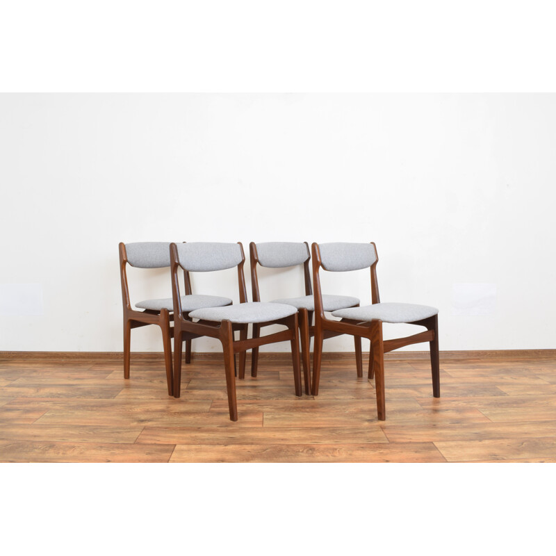 Set van 4 vintage Deense teakhouten stoelen van Erik Buch, 1960