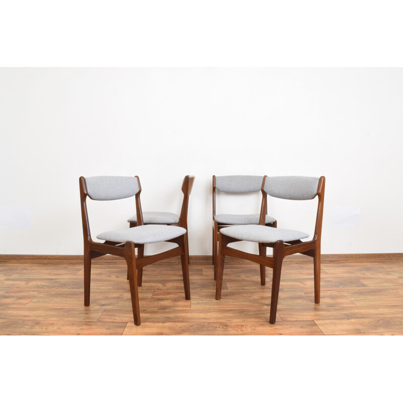 Set van 4 vintage Deense teakhouten stoelen van Erik Buch, 1960