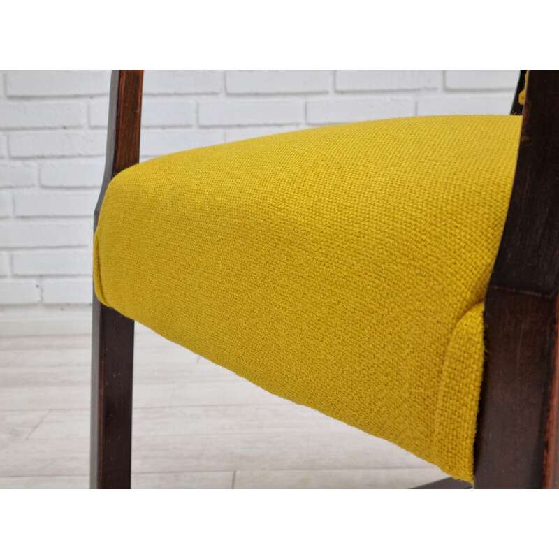 Sedia a dondolo danese d'epoca con imbottitura in lana Kvadrat di Fritz Hansen, 1955-1960