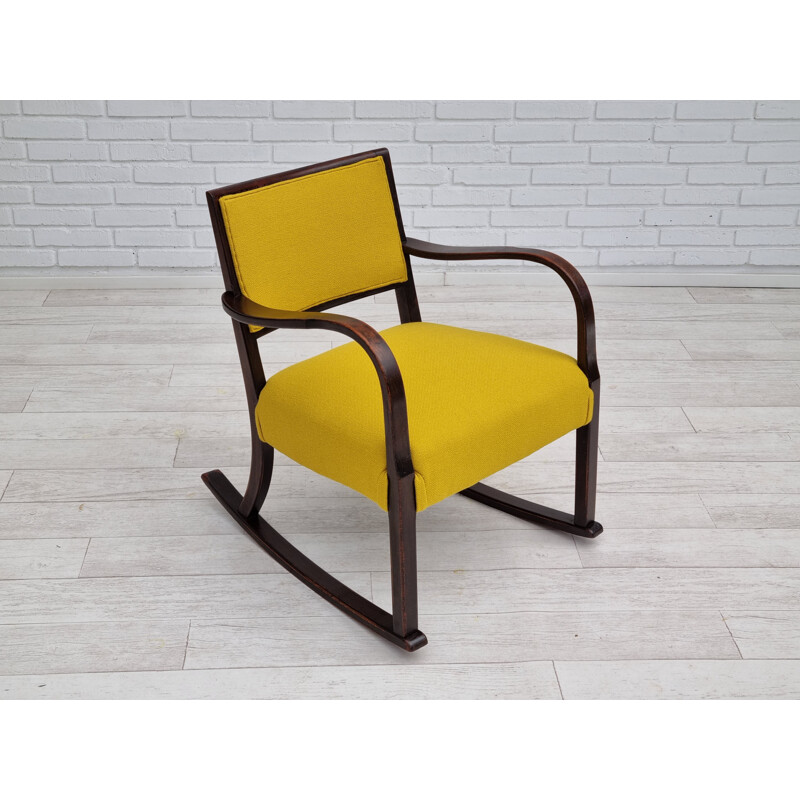 Danish vintage rocking chair in Kvadrat furniture wool by Fritz Hansen, 1955-1960