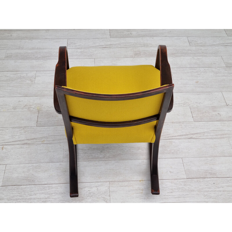Vintage Deense schommelstoel met Kvadrat wollen bekleding van Fritz Hansen, 1955-1960