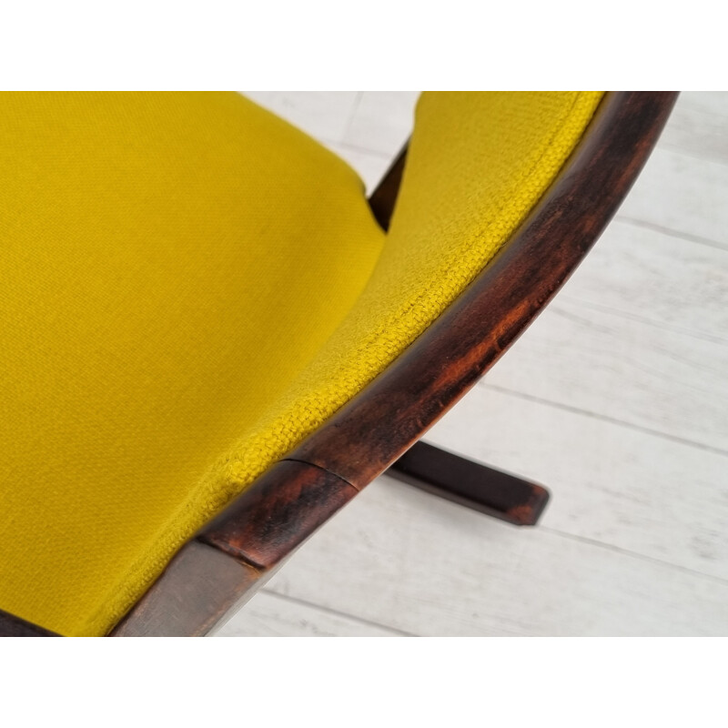 Cadeira de balanço dinamarquesa Vintage em estofos de lã de Kvadrat por Fritz Hansen, 1955-1960