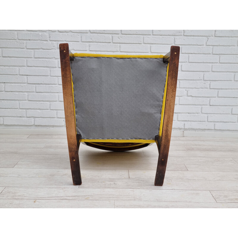 Chaise à bascule danoise vintage en laine d'ameublement Kvadrat par Fritz Hansen, 1955-1960