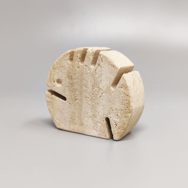 Vintage travertine Piranha sculptures by Enzo Mari for F.lli Mannelli, 1970s