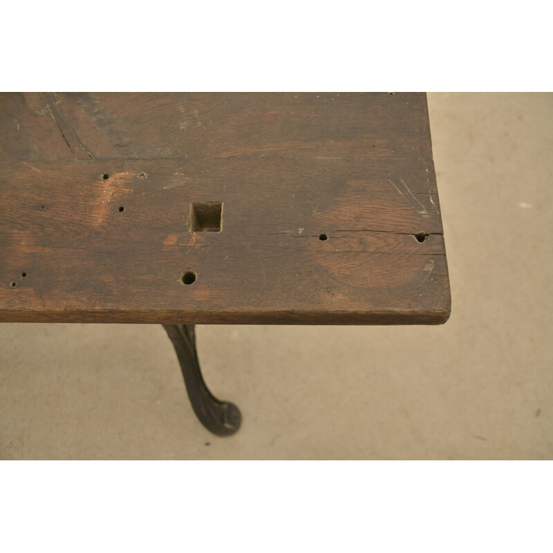 Vintage oakwood workbench with metal legs