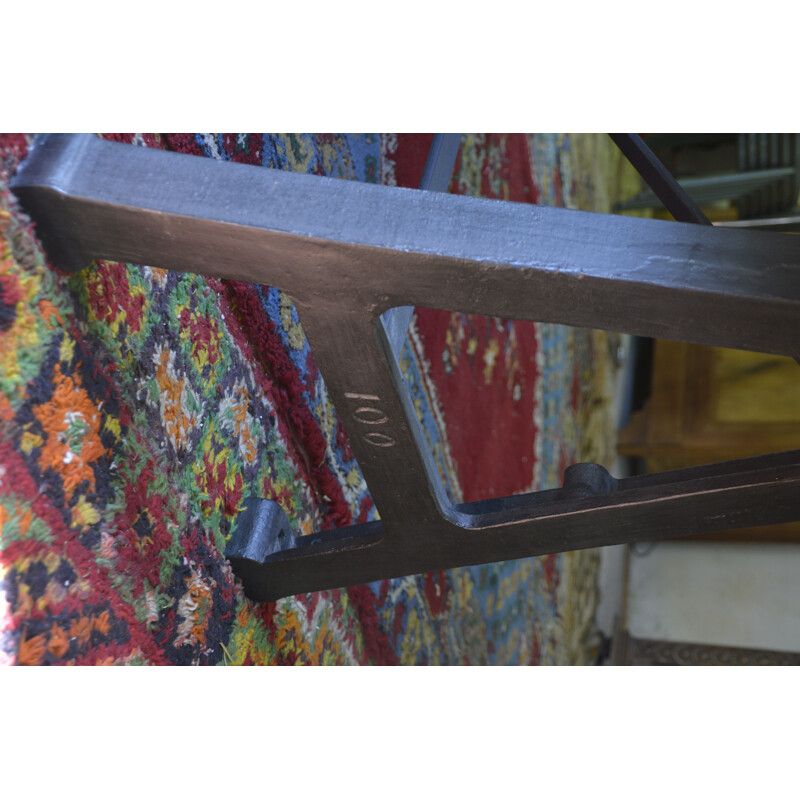 Vintage mahogany table with industrial base