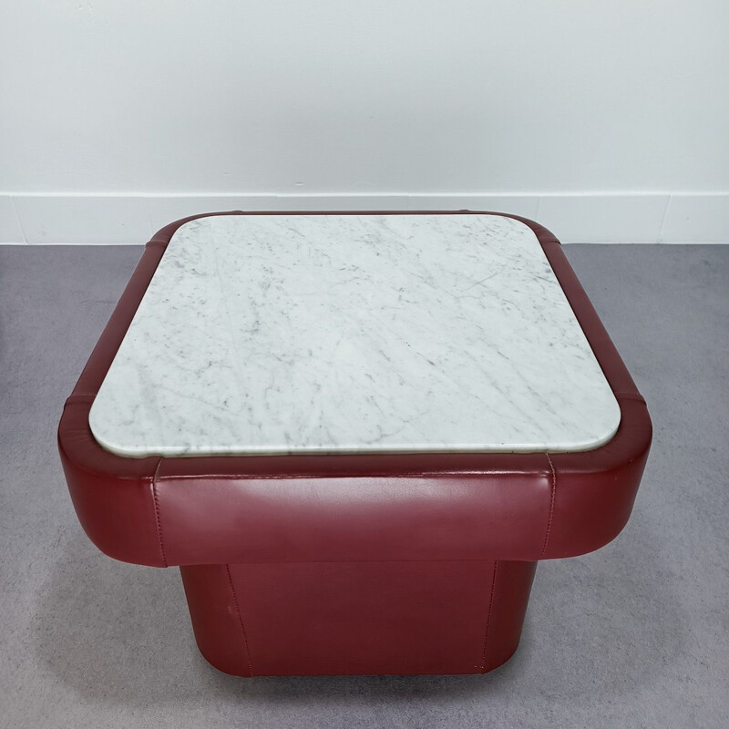 Pair of vintage white Carrara marble side tables by De Sede, Switzerland 1970