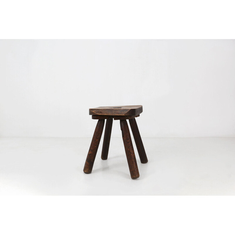 Rustic vintage wooden stool, 1900