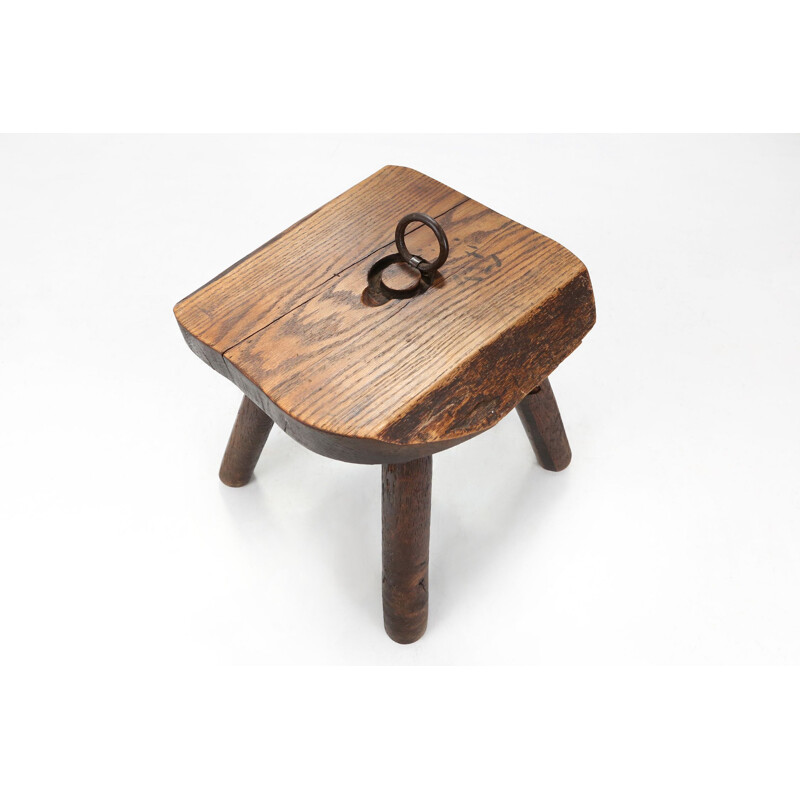 Rustic vintage wooden stool, 1900