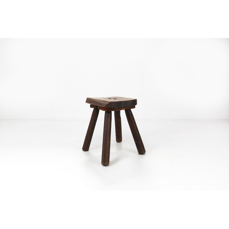 Rustic vintage wooden stool, 1900