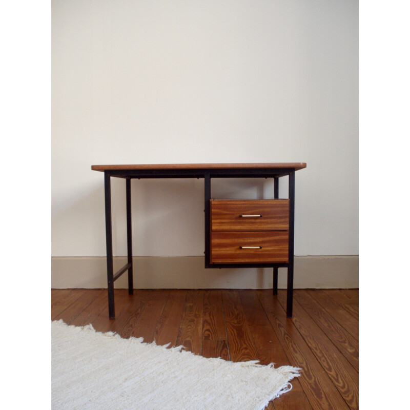 Bureau vintage en formica et métal - 1950