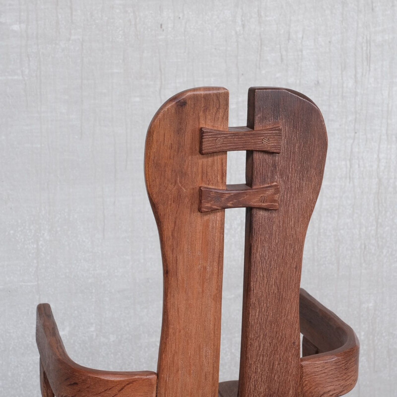 Set of 4 oakwood mid-century dining chairs, Belgium 1970s