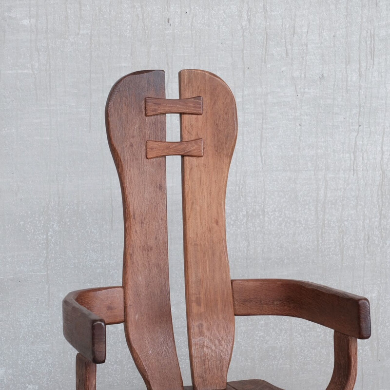 Set of 4 oakwood mid-century dining chairs, Belgium 1970s