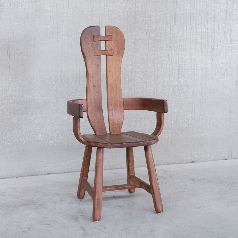 Set van 4 vintage eiken stoelen, België 1970