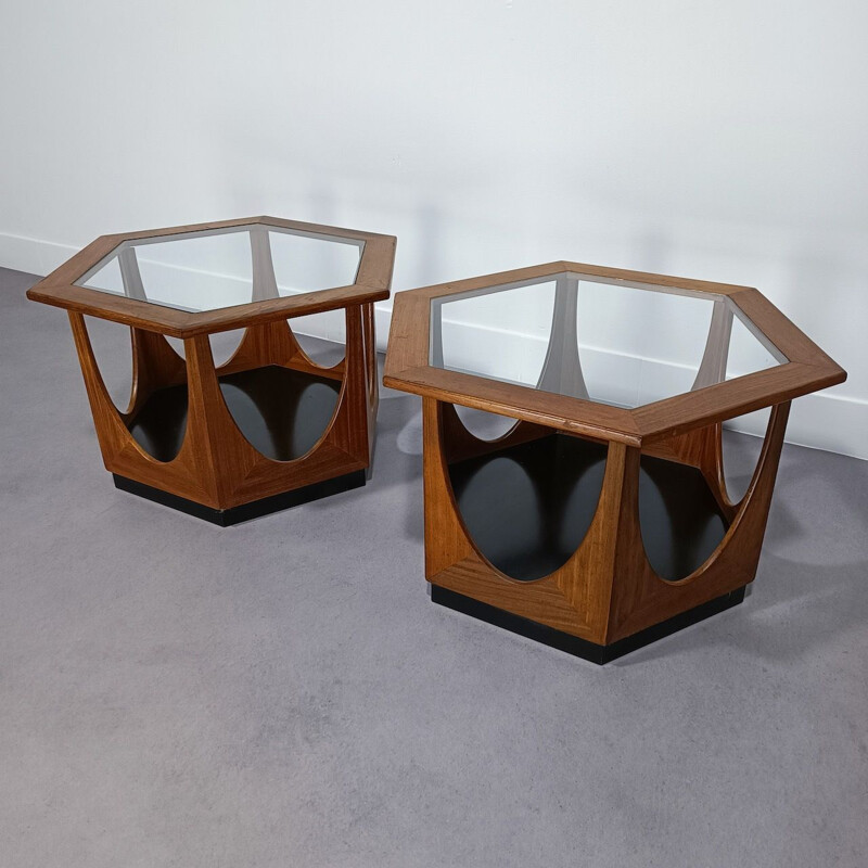 Pair of vintage hexagonal coffee tables by Victor Wilkens for G-plan