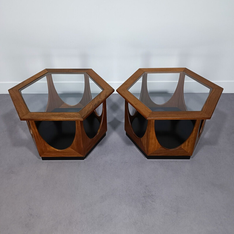 Pair of vintage hexagonal coffee tables by Victor Wilkens for G-plan