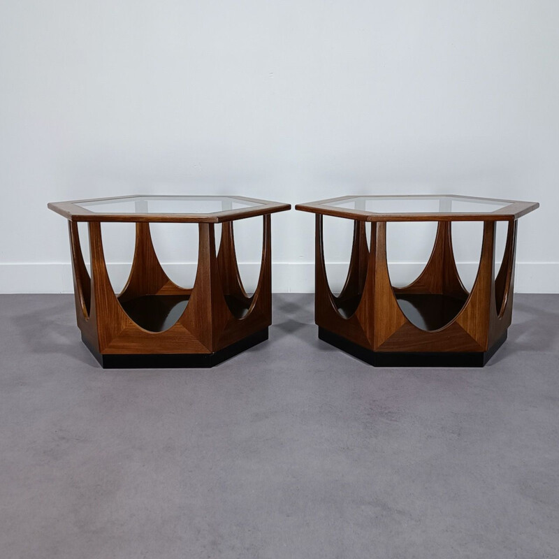 Pair of vintage hexagonal coffee tables by Victor Wilkens for G-plan