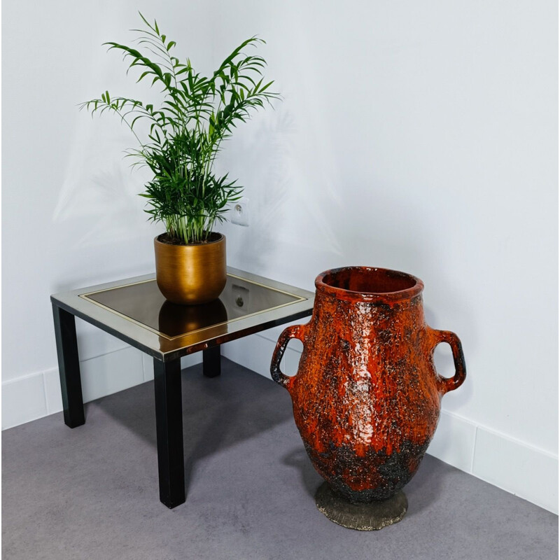 Vase brutaliste vintage en céramique par P. Lemahieu Milieu du 20e siècle