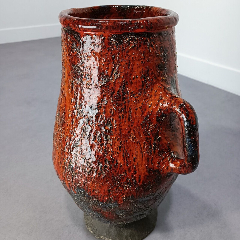 Vintage Ceramic brutalist vase by P. Lemahieu Mid 20th Century