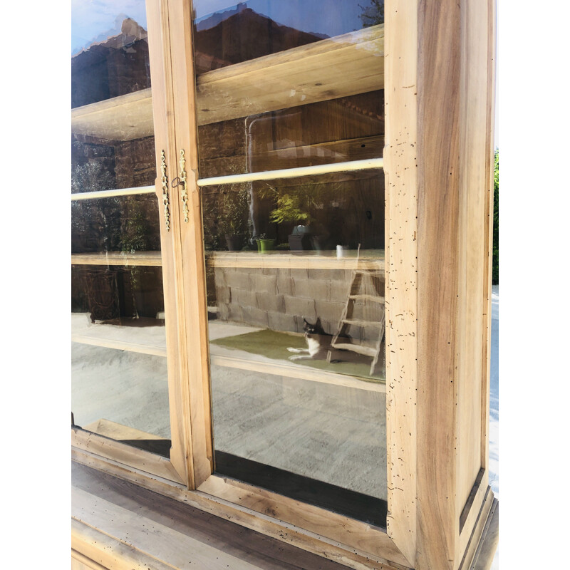 Vintage wood and glass bookcase