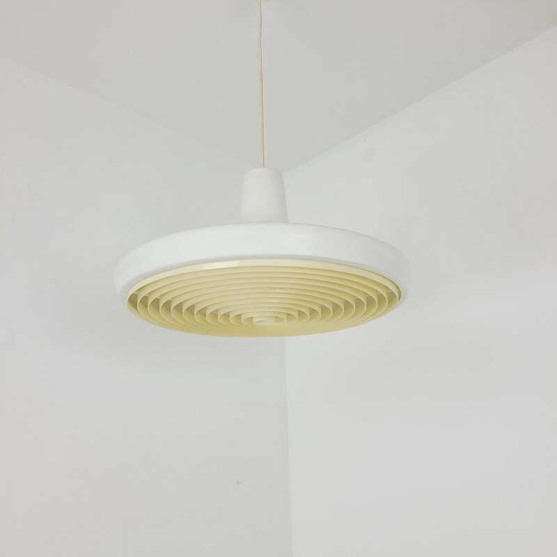 Scandinavian vintage metal and plastic pendant lamp, 1970