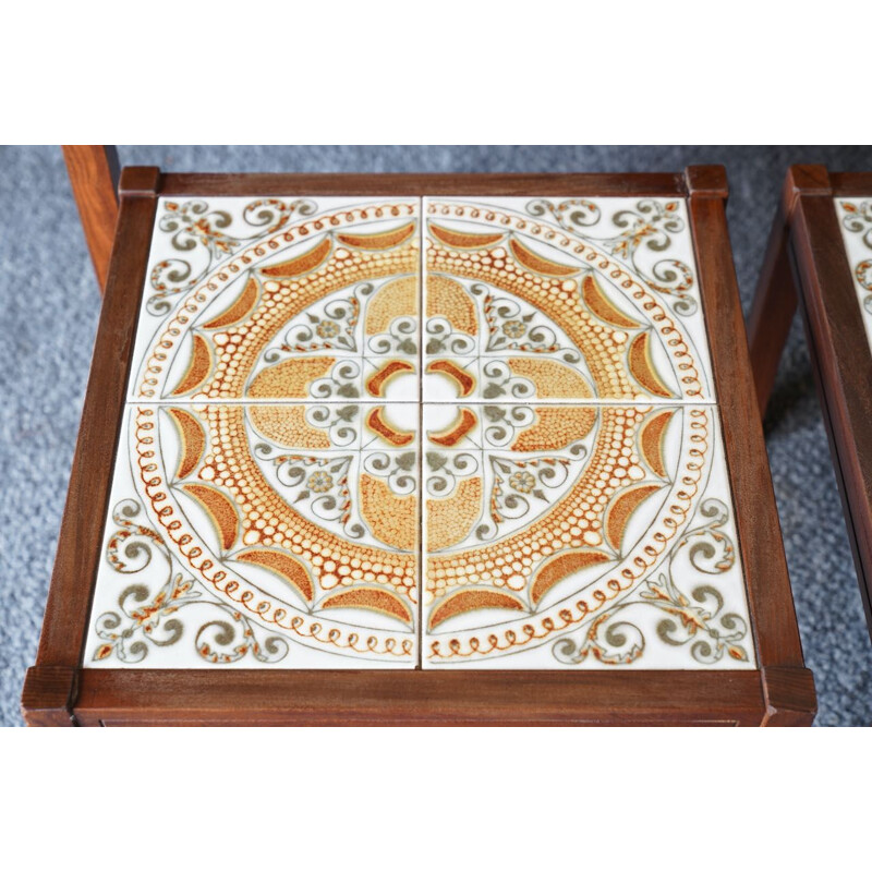 Vintage rosewood nesting tables with tiled top, Denmark