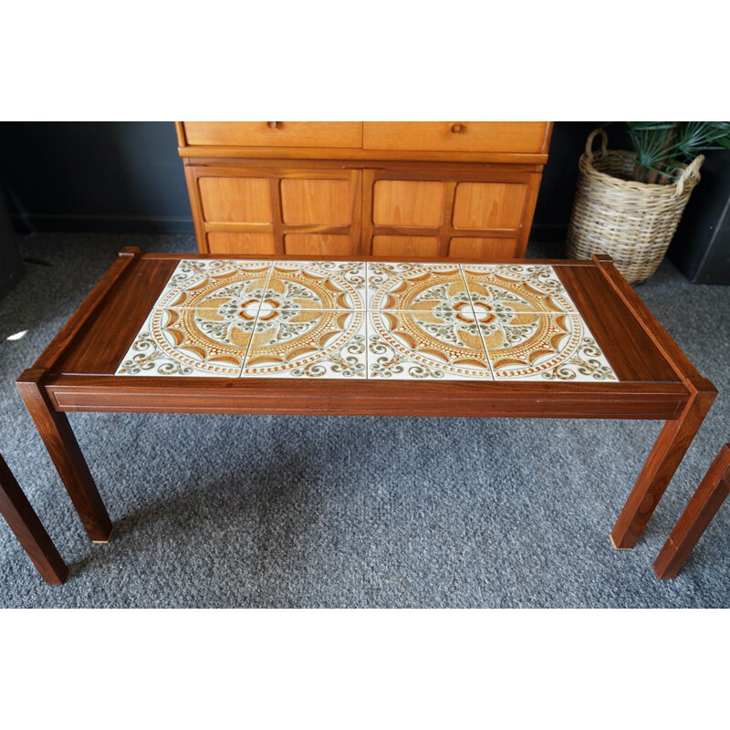 Vintage rosewood nesting tables with tiled top, Denmark