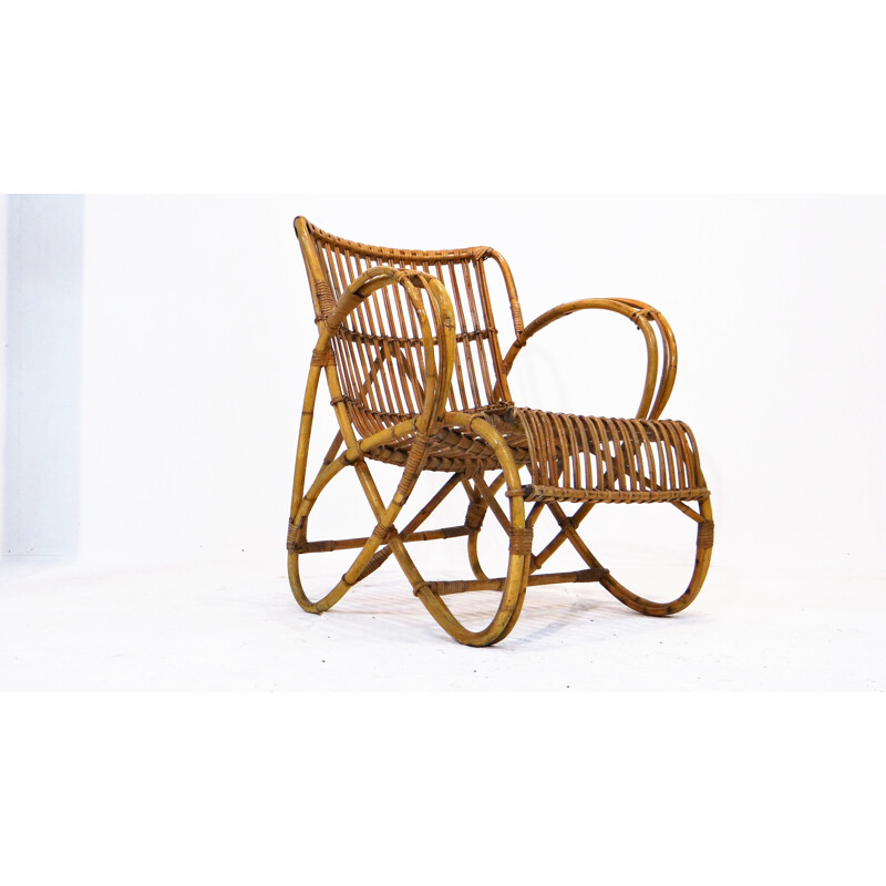 Pair of Rohe Noorwolde lounge chairs in rattan - 1950s