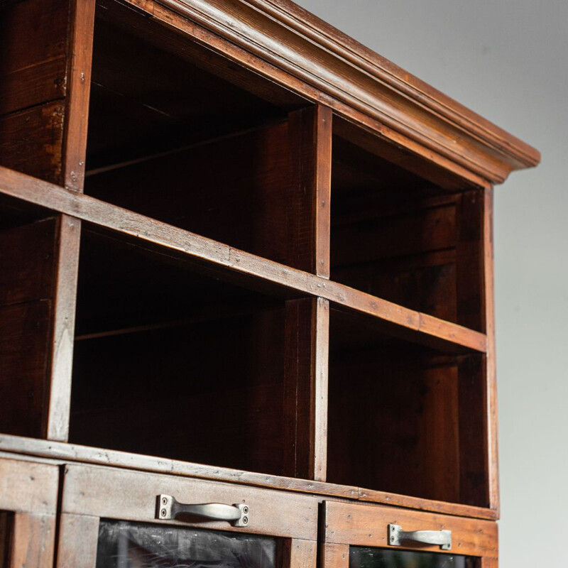 Vintage wooden chest of drawers with 12 drawers, 1940s