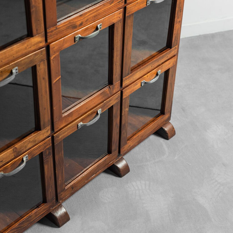 Vintage wooden chest of drawers with 12 drawers, 1940s