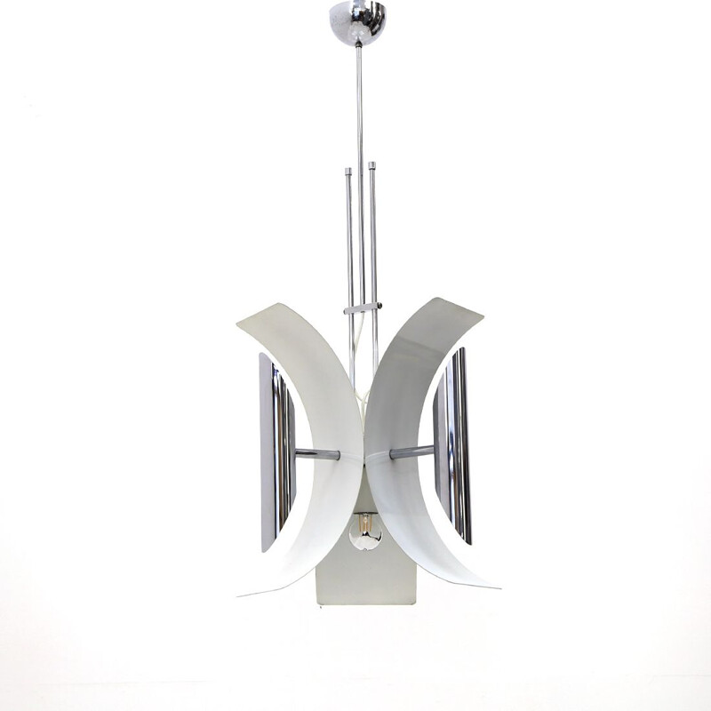 Vintage 7-light chrome-plated metal chandelier by Lampter, 1970