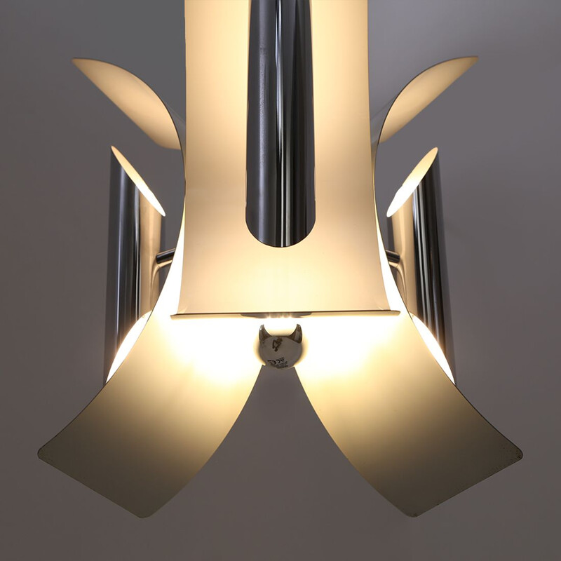 Candelabro de metal cromado Vintage 7-luz por Lampter, 1970