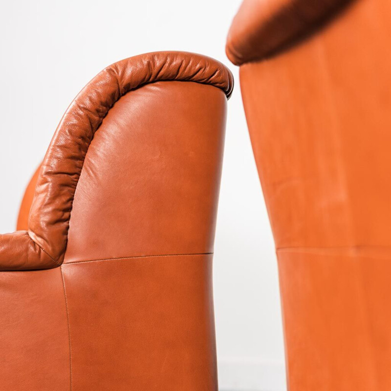 Vintage leather living room set, 1970s