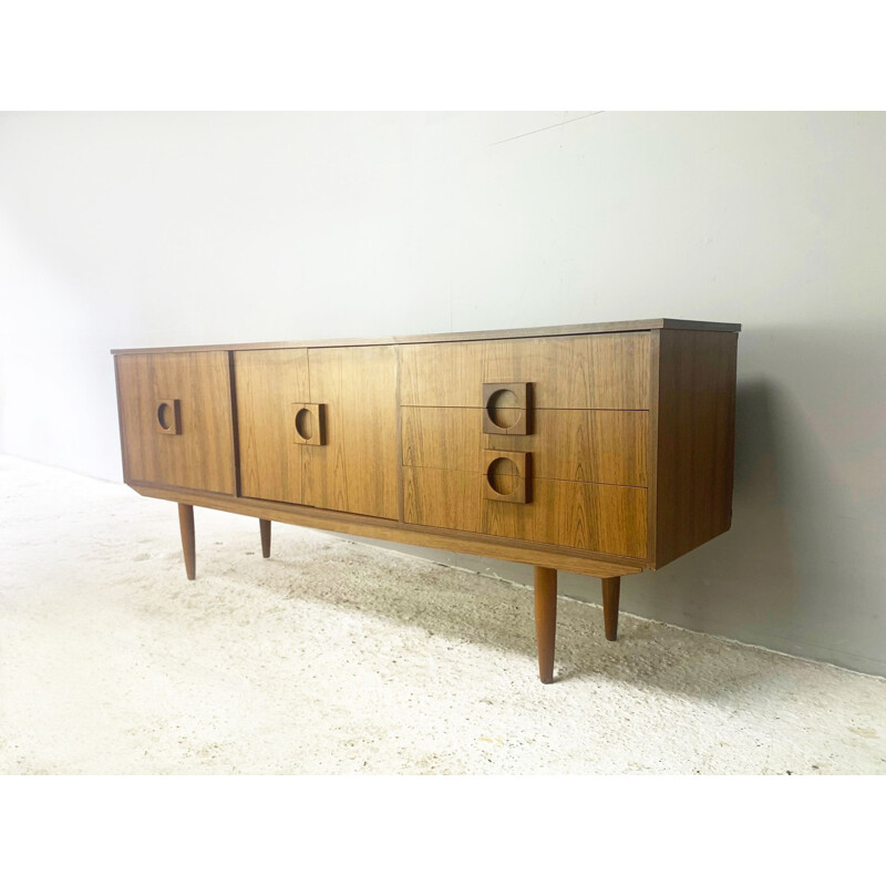 Mid-century formica wooden highboard with drinks cupboard, 1960s