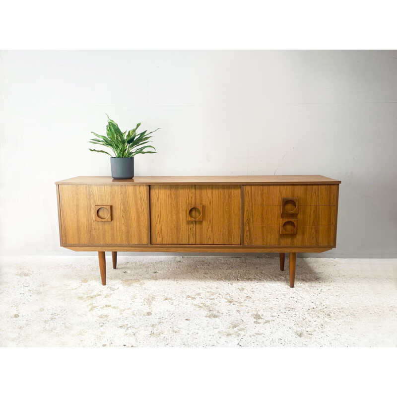 Mid-century formica wooden highboard with drinks cupboard, 1960s