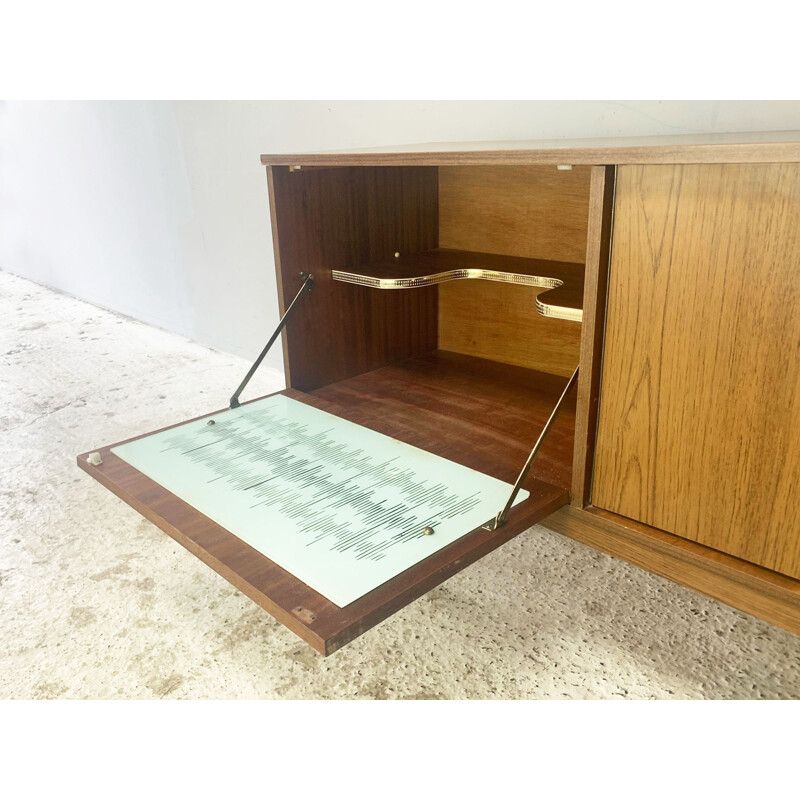 Mid-century formica wooden highboard with drinks cupboard, 1960s