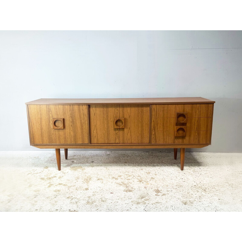 Mid-century formica wooden highboard with drinks cupboard, 1960s