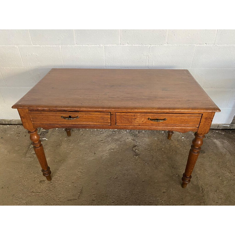 Vintage solid oakwood desk with 2 drawers