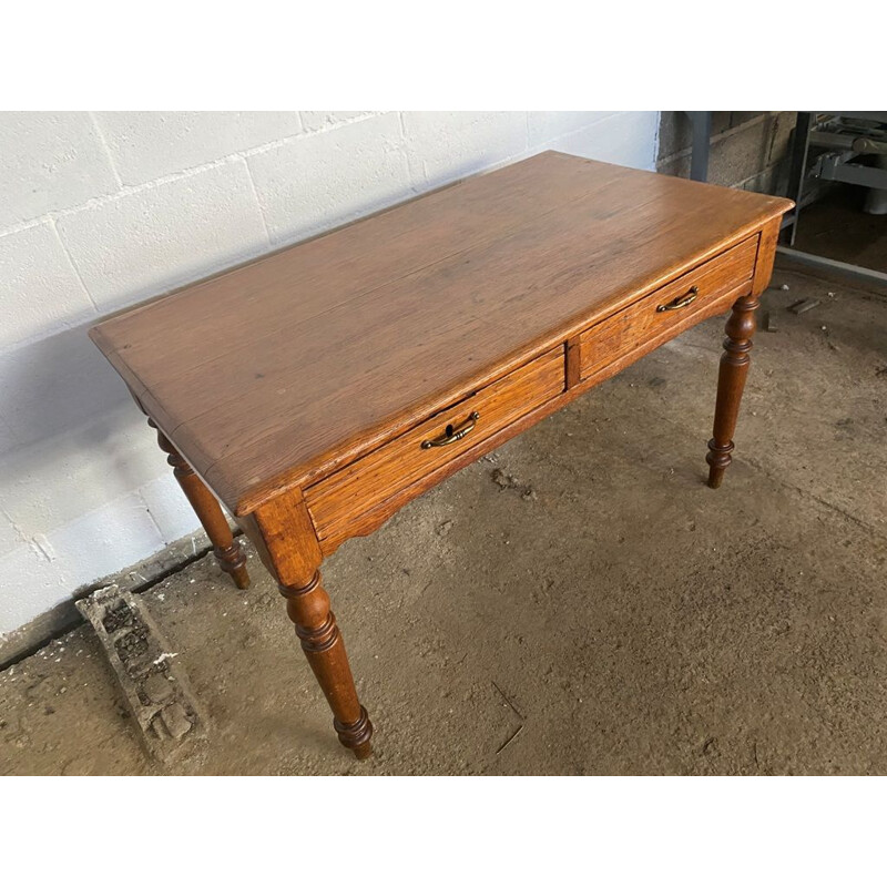 Vintage solid oakwood desk with 2 drawers